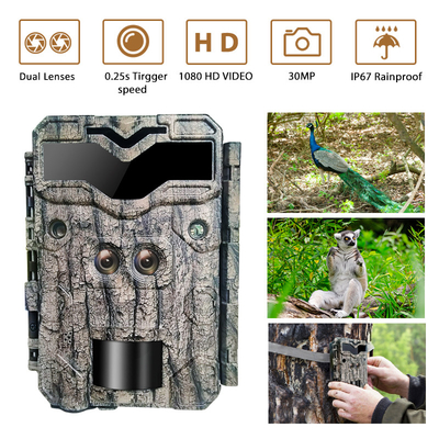 HD 사냥 카메라와 함께 사냥의 감동을 경험 32MP 듀얼 렌즈 트레일 카메라와 4K 비디오와 100 피트 야간 비전