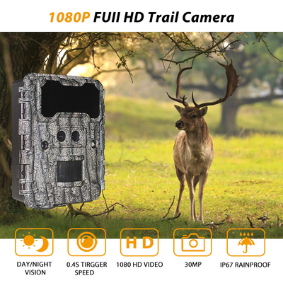 야생생물 감시용으로 30MP HD 사냥 카메라와 빛 없는 LED 야간 비전 및 PIR 기능