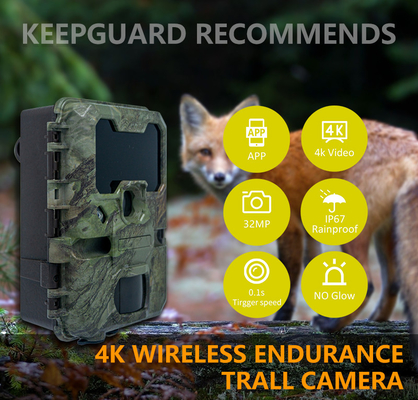 WIFI 트레일 카메라 KW866 OEM/ODM 0.25s 캡처 속도 IP67 최대 512GB 워터퍼스 스토리지 32MP 4K 30fps 야생 동물 카메라